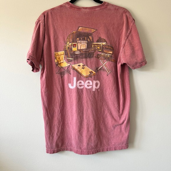 Comfort Colors Jeep Graphic T Shirt Back Print Camping Tailgate Maroon Medium - Picture 3 of 3